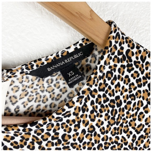 Banana Republic Fit and Flare Leopard Print Long Sleeve Midi Dress Size XS - Picture 10 of 12